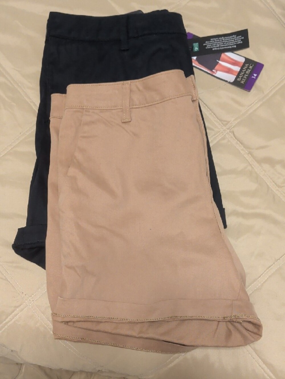 A Set Of Two Banana Republic Chino Shorts In Black & Tan Size 14